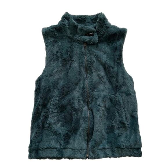 Sanctuary Surplus Green Teal Faux Fur Soft Teddy Vest Jacket Coat Size Medium - Picture 7 of 12